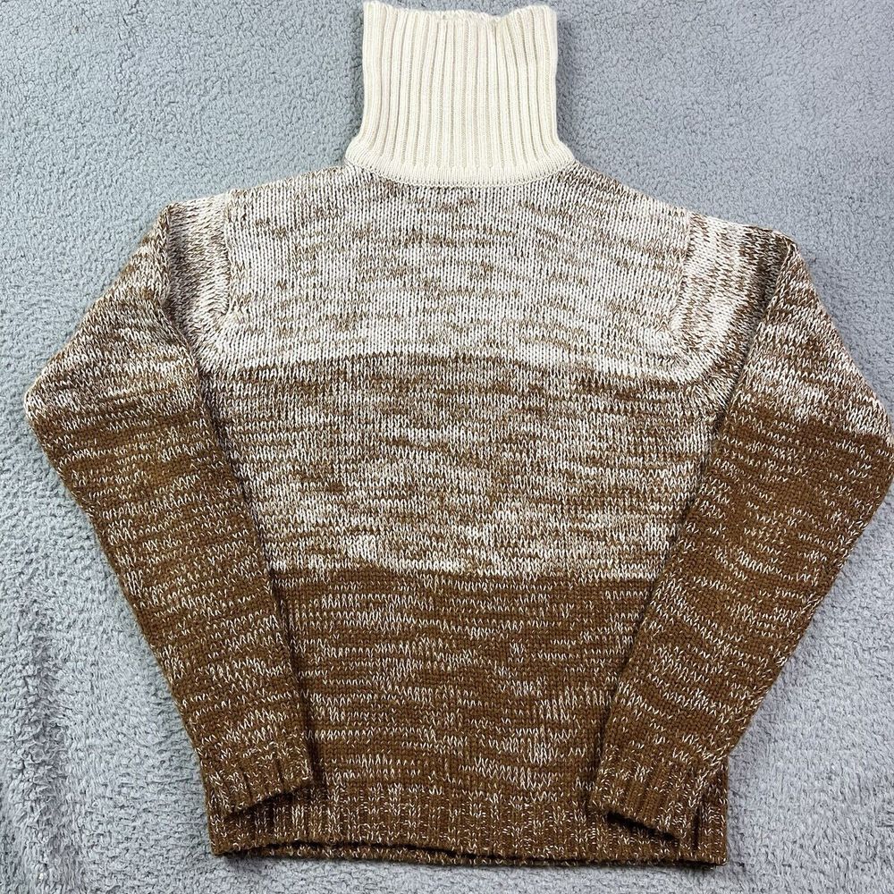 Vintage Cambridge Womens Brown White‎ Turtleneck Warm Knit Sweater Sweatshirt